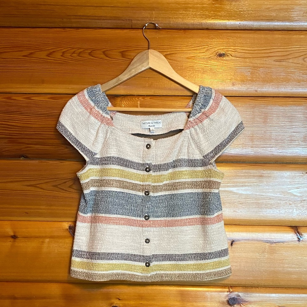 Madewell Texture & Thread Button-Front Top - S